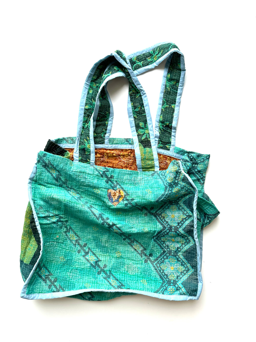 Aqua Mirror - Vintage Kantha Tote