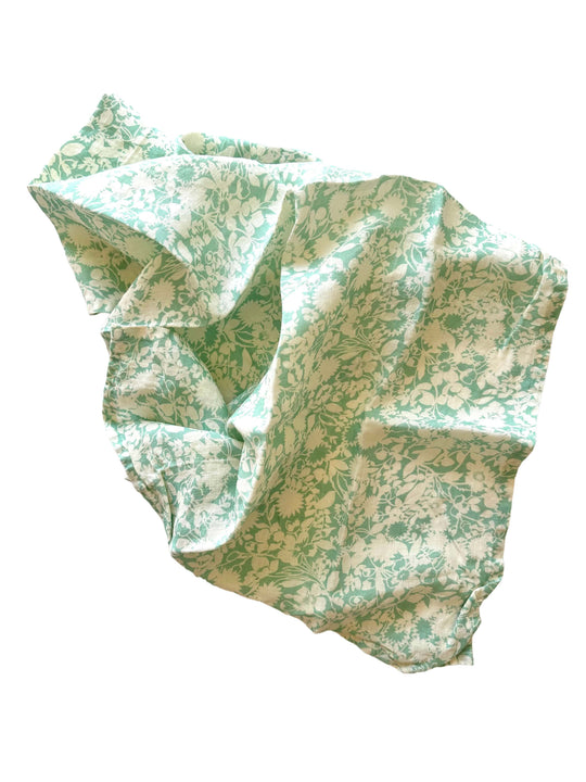 Aqua Shadow Floral - Linen Tea Towel