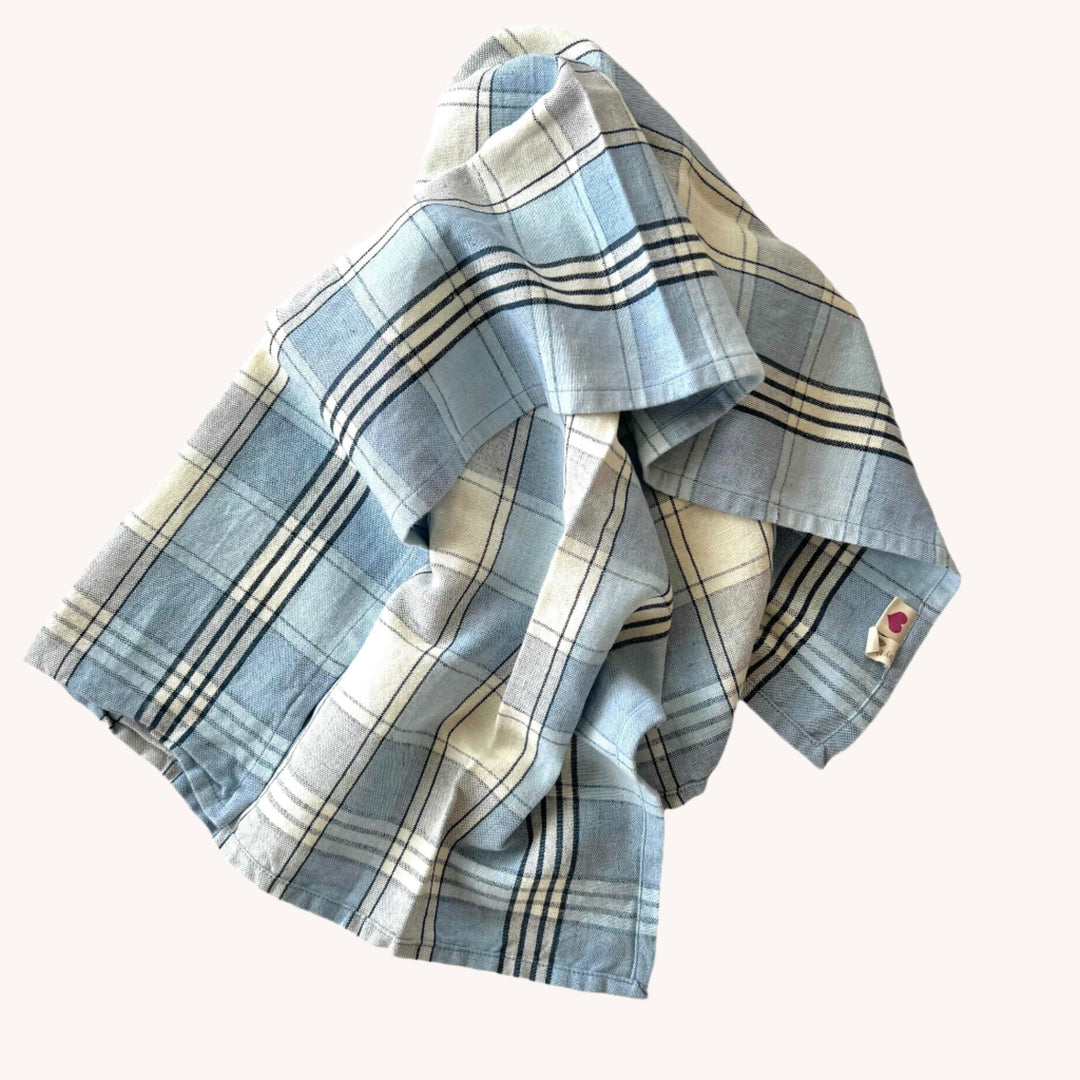 Ocean Plaid - Linen Tea Towel