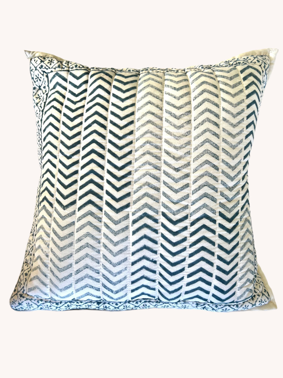 Blue Chevron - 16" square quilted pillow cover