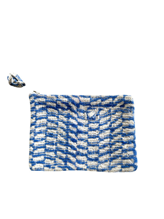 mini kantha pouch in dancing waters pattern