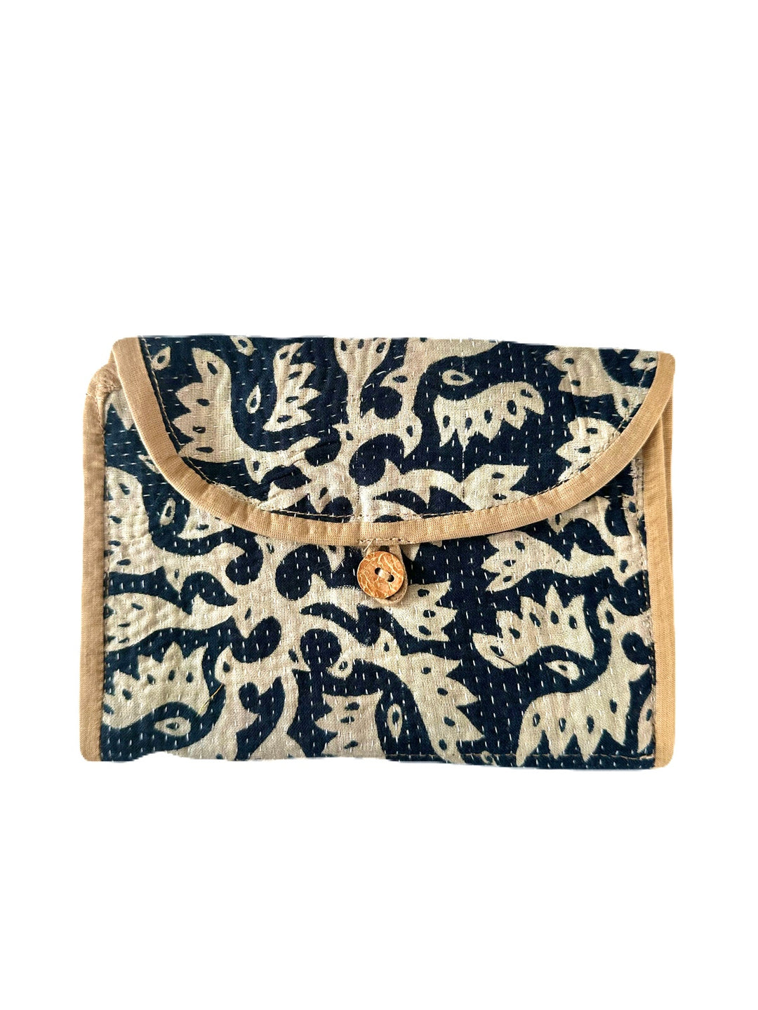 kantha wallet in midnight jungle print