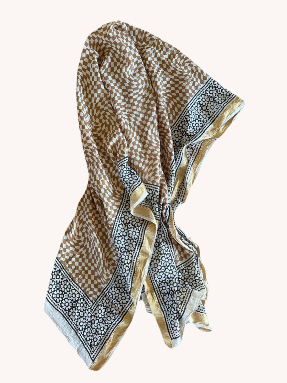 BLOCK PRINT SARONG - GOLD BORDER – bytheseacompany