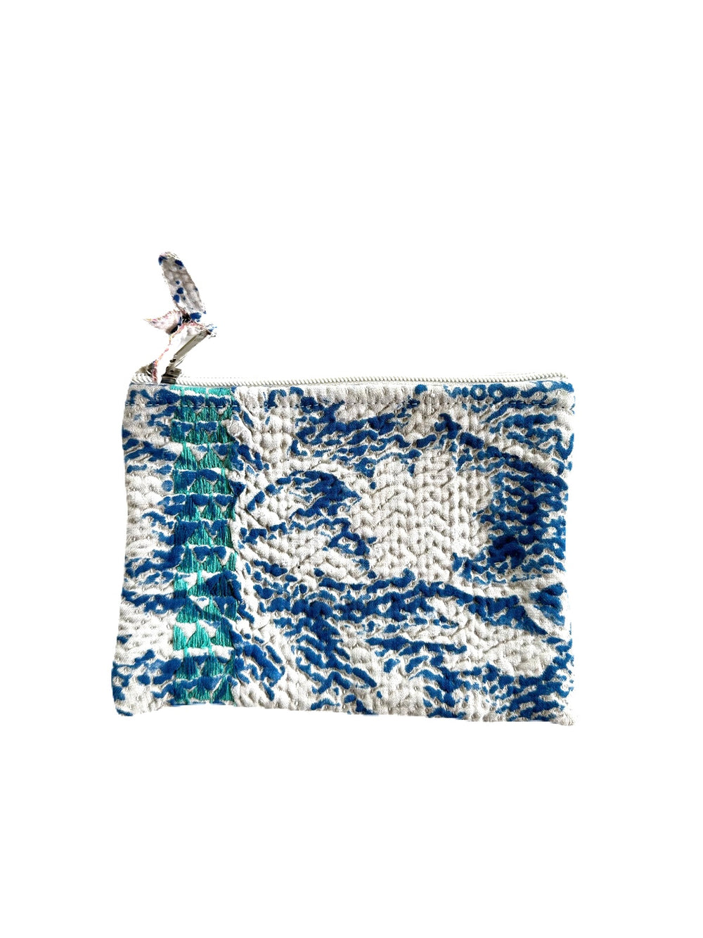 mini kantha pouch in ocean mirage pattern