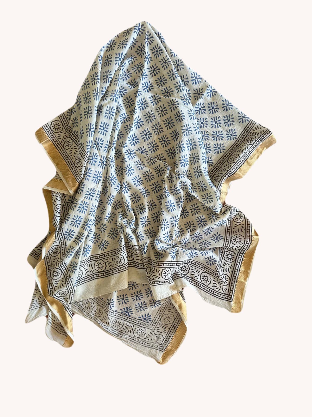 BLOCK PRINT SARONG - GOLD BORDER – bytheseacompany