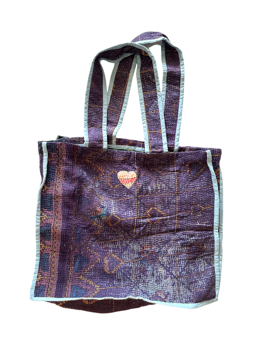 Crown Chakra - Vintage Kantha Tote Bag