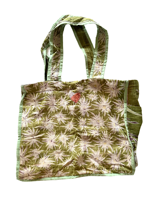 Bamboo Forest - Vintage Kantha Tote Bag