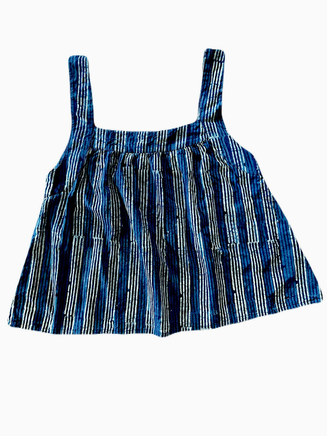 farmers market tank top indigo stripe