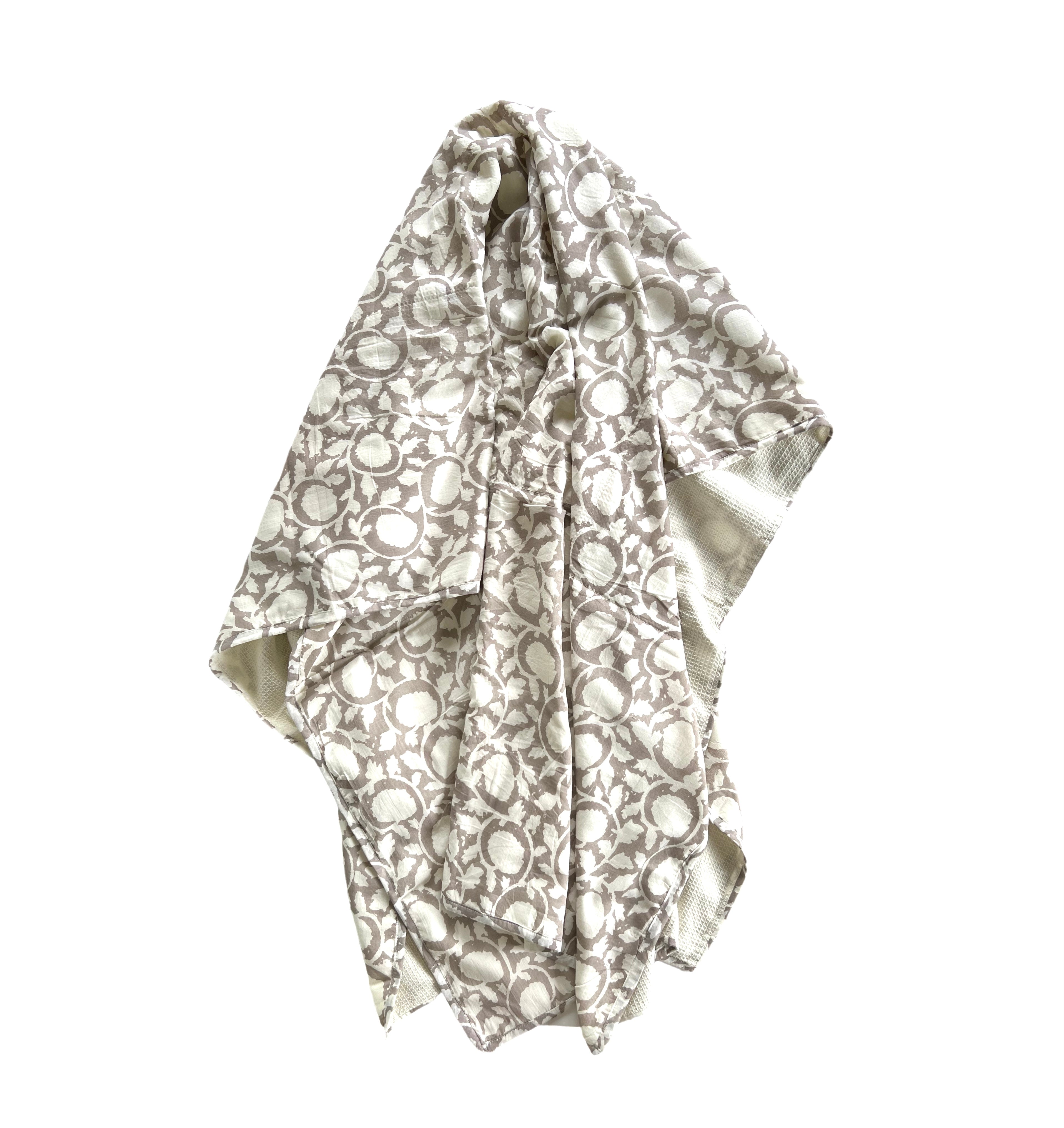 Grey Shadow Floral - Luxury Beach Towel