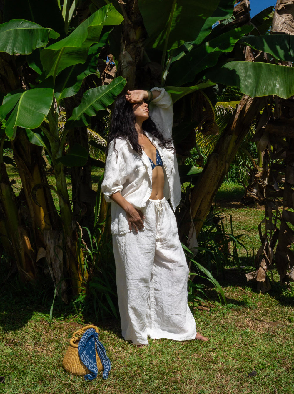 By the Sea Organics white linen pants