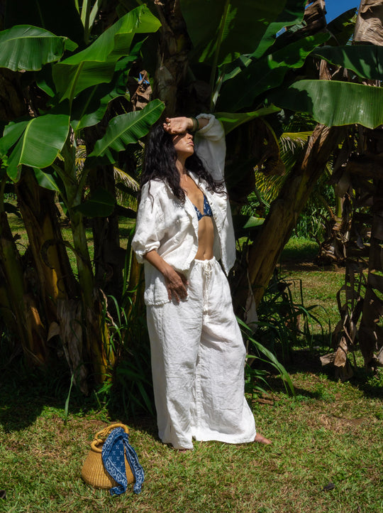 By the Sea Organics white linen pants
