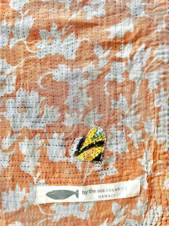 Prime Kantha Quilt - Peaches and Hibiscus