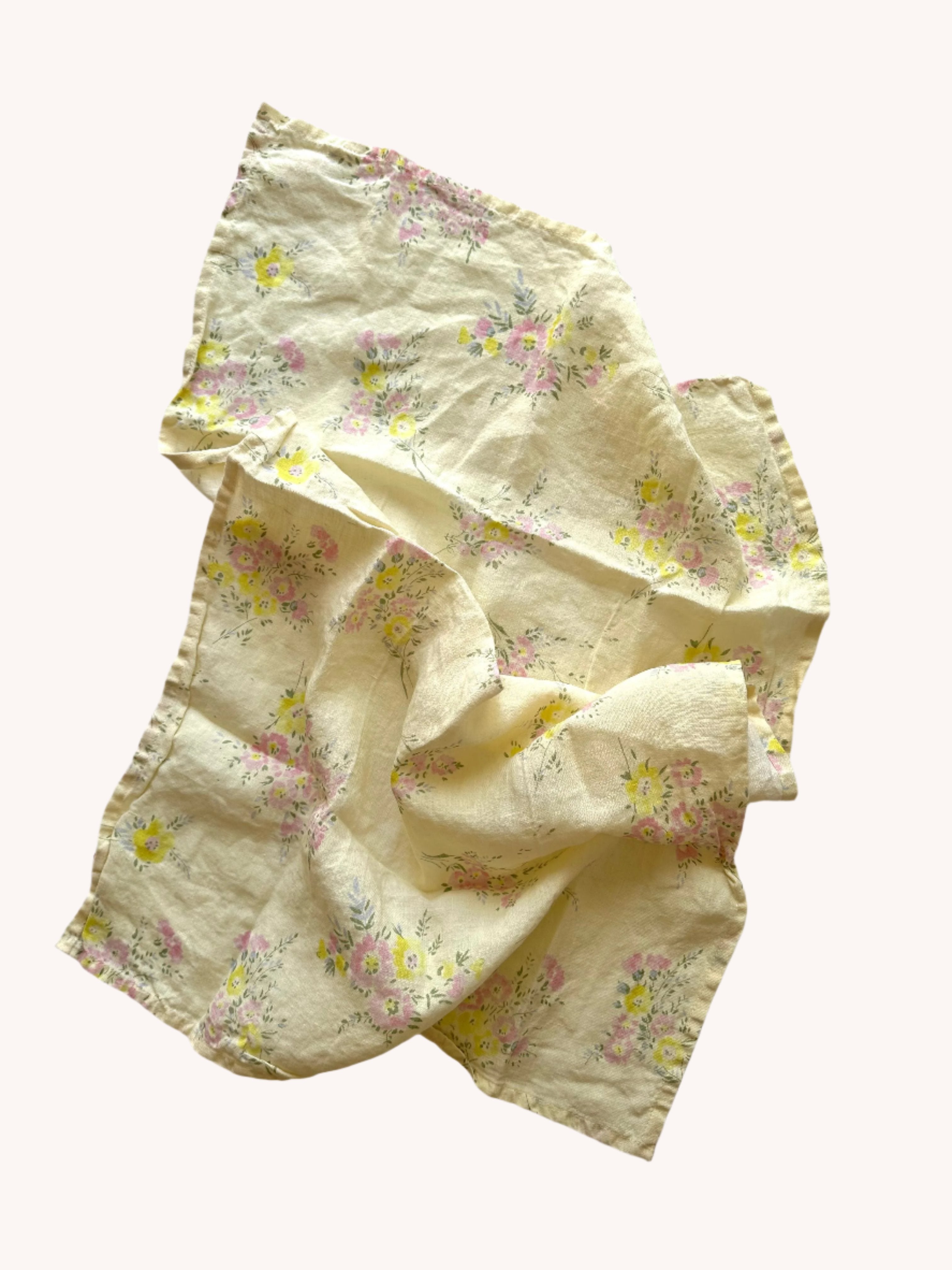 Pink French Floral - Linen Tea Towel