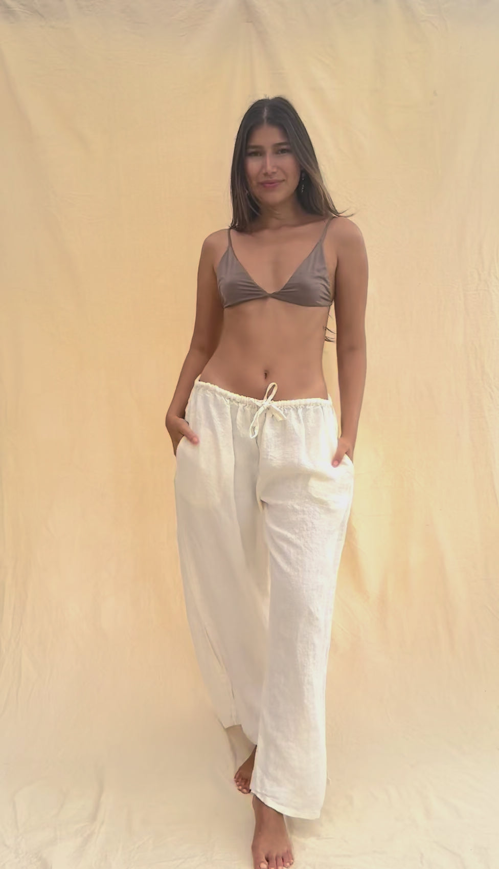 By the Sea Organics white linen pants

