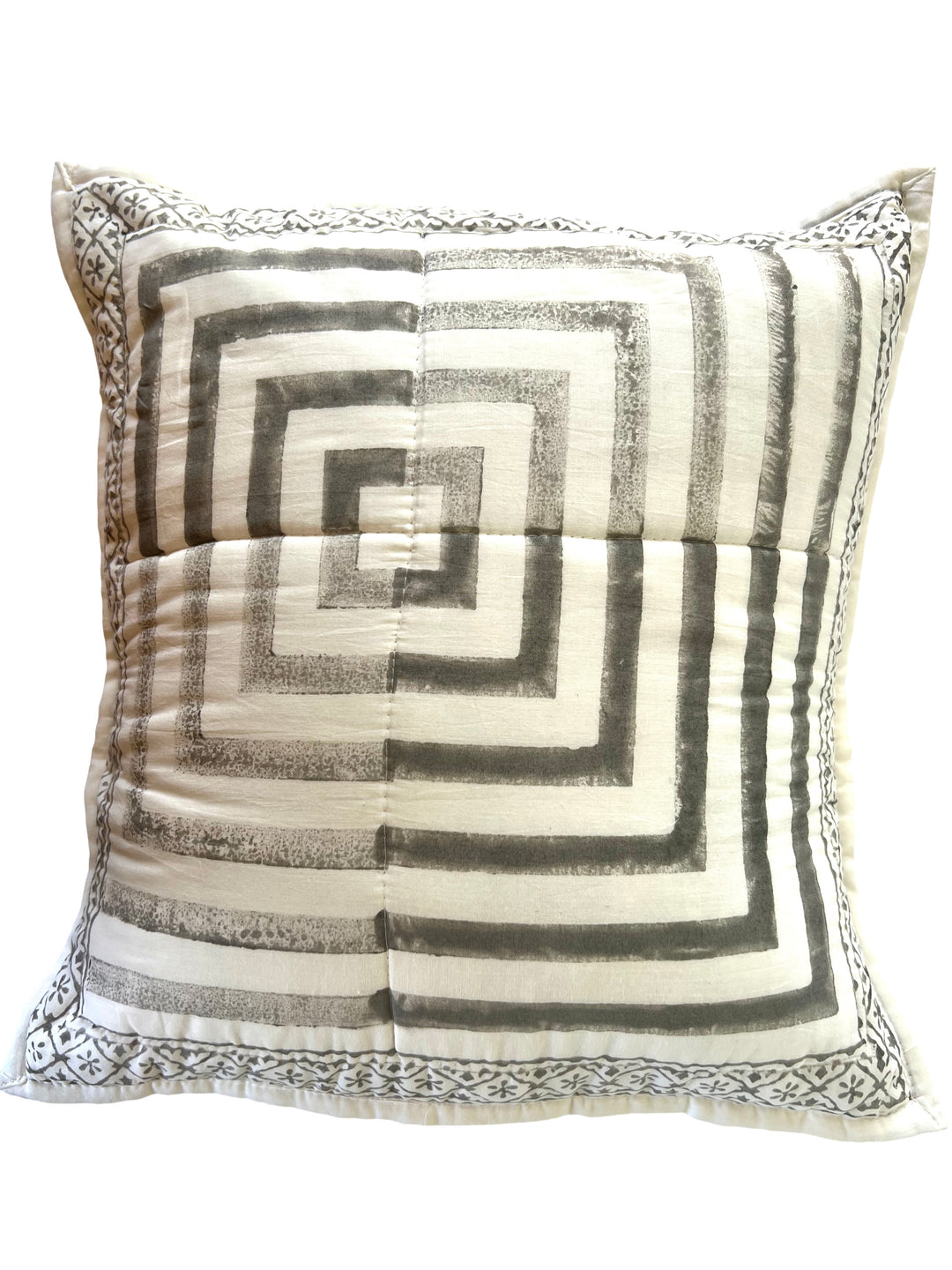 Grey Geo - 16" square quilted pillow cover