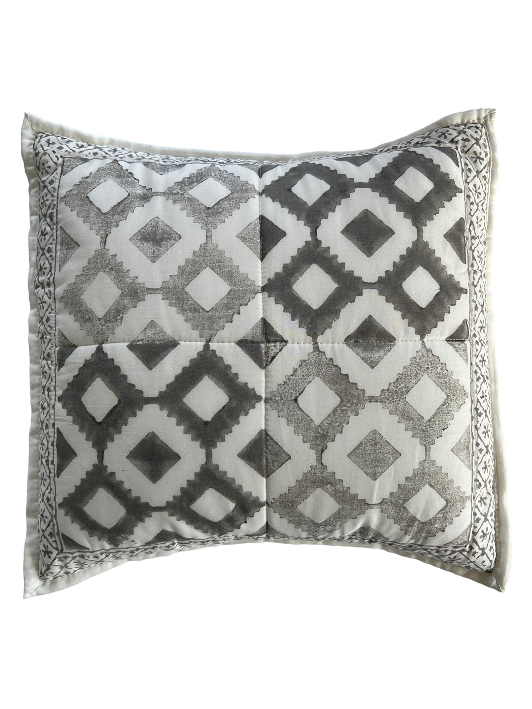 Grey Diamond - 16" square quilted pillow cover