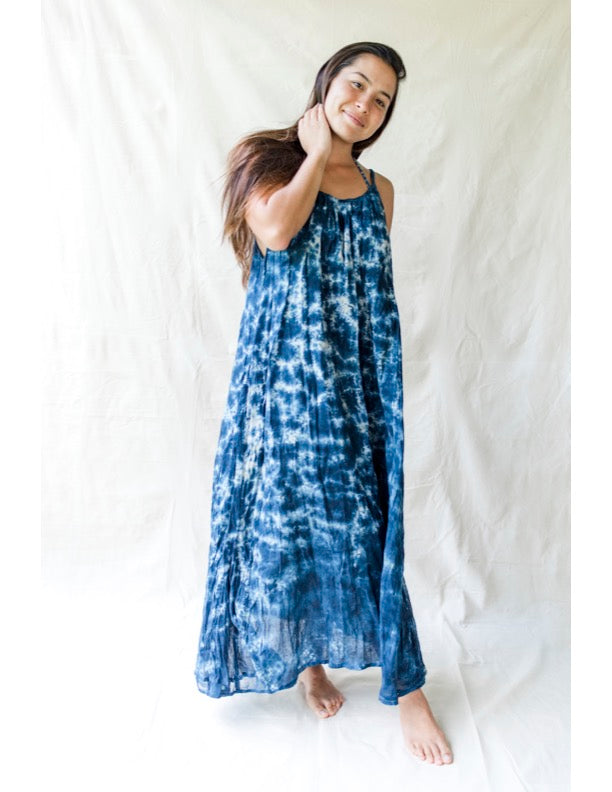 indigo hand dye - maxi dress